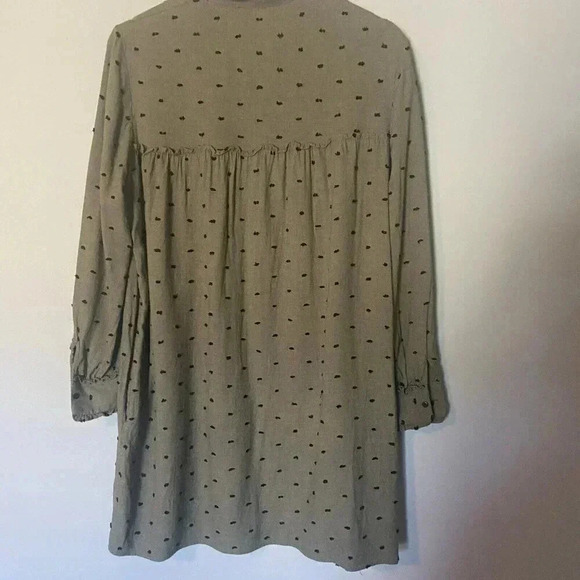 Zara Mini Tunic Dolman Dress Boho Green Pullover Long Sleeve Size M Medium Twee - Picture 6 of 13